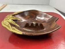 California Pottery Eggplant Ashtray 2402T Cal Style Brown Faux Wood Grain MCM
