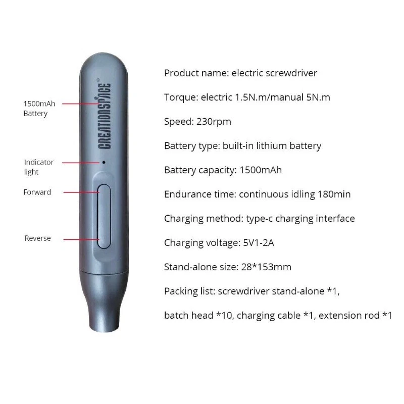 Electric Screwdriver 10 IN 1 Cordless Mini Power Precision Screwdriver Set - Image 4 of 4