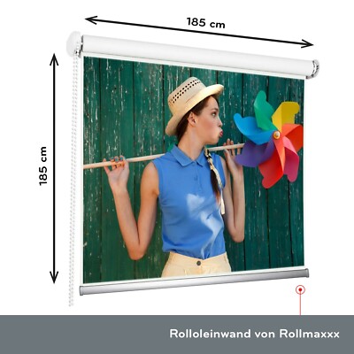 185 x 185 cm Rolleinwand Beamerleinwand Beamer Heimkino Projektionsleinwand
