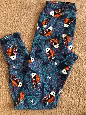 NEW Lularoe OS One Size Black Orange Paisley Abstract Koi Fish Leggings #244