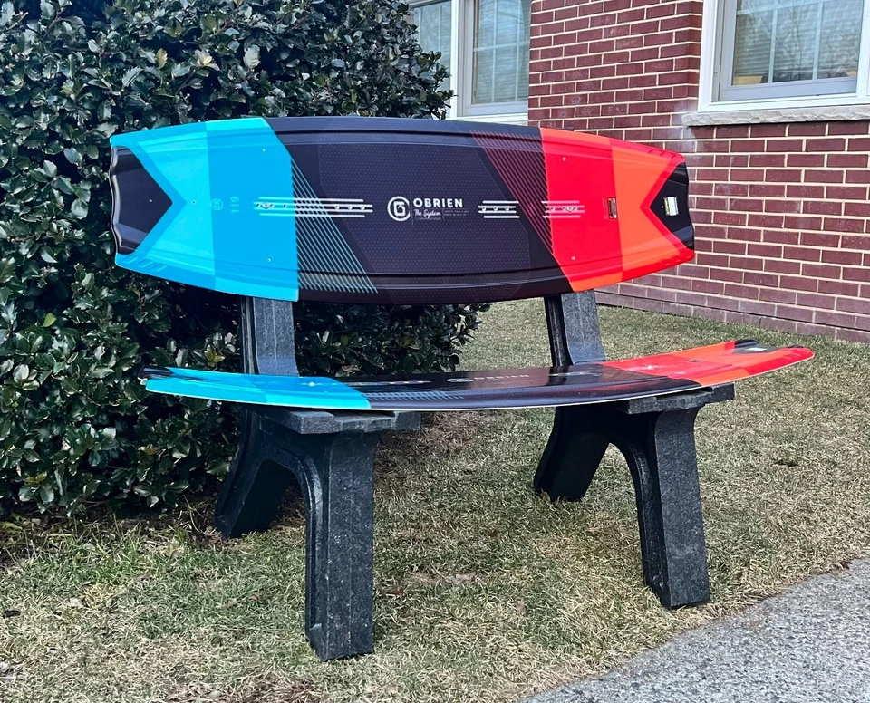 Cyber Monday  Wake Board Bench made w/ real Wake Boards Recycled Plastic Legs - Image 2 of 4