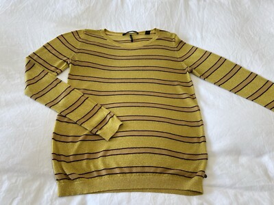 Scotch & Soda | Women s SZ Small | Yellow Metallic Striped Long Sleeve Top
