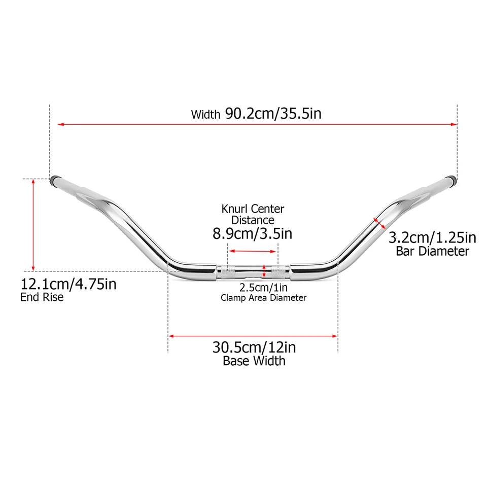 4.75" Rise Beach Bar Chrome Handlebar For Harley Softail Touring Sportster XL - Image 2 of 4