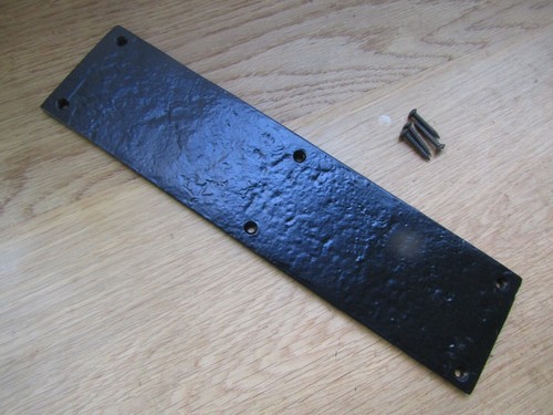 BLACK ANTIQUE cast iron rustic old gothic vintage finger plate door push plate - Picture 4 of 4