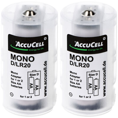 Universal Mono D Adapter im 2er Pack für 1 oder 2 Mignon, AA, LR6, FR6 Batterie 