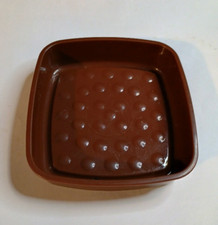 New Tupperware Soap Dish Sponge Rest 804 Plastic 3.5 x 4  - Brown