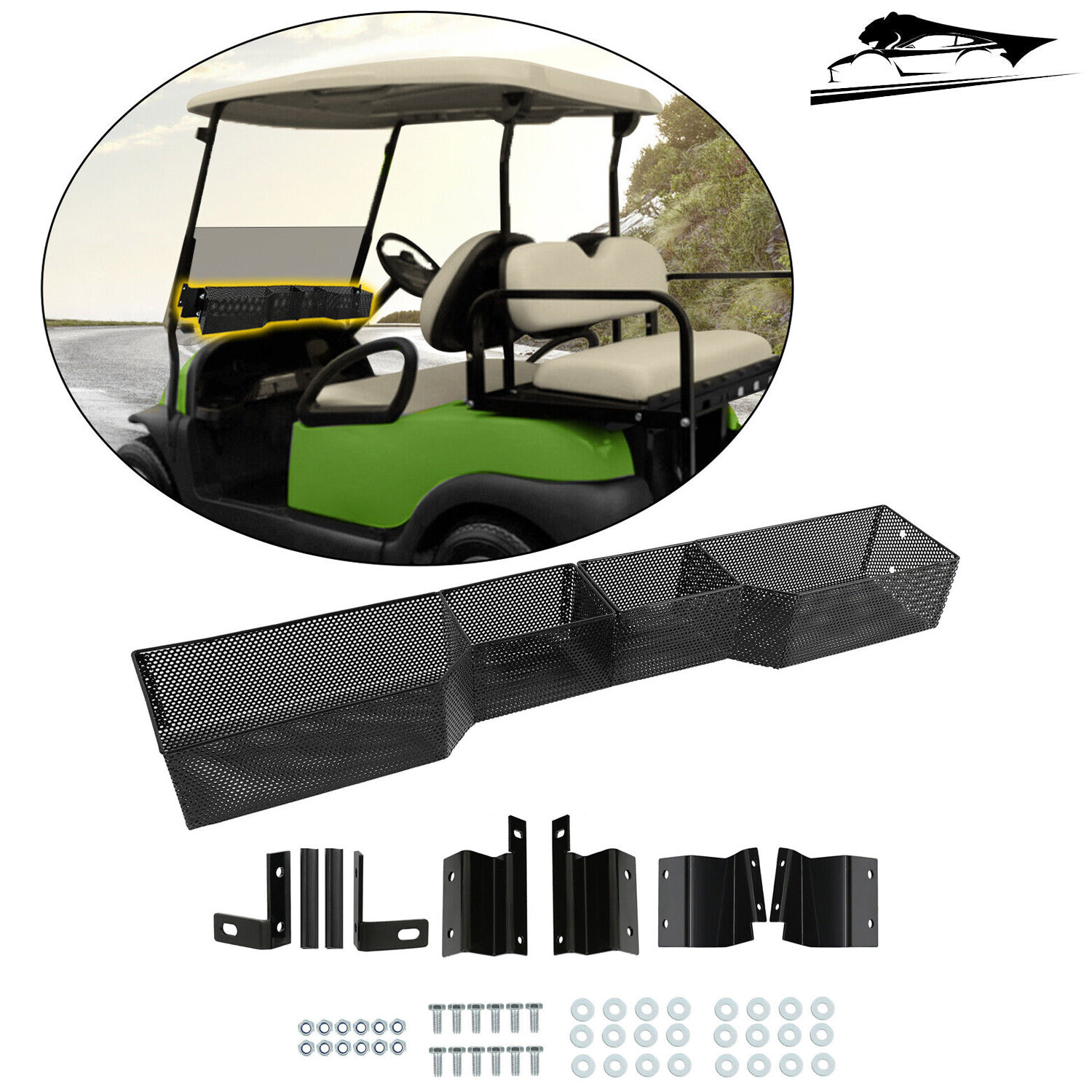 Front Basket Tray Organizer Golf Cart Dash Storage For Club 