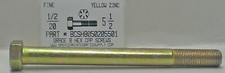 1/2-20x5-1/2 Hex Head Cap Screws Grade 8 Steel Zinc Yellow Plated (2)