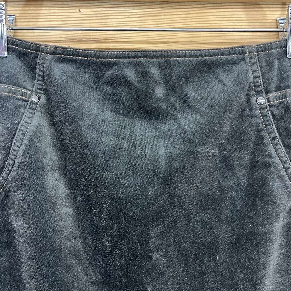 Worth Velvet Skirt Womens 6 Brown Tiered Stretch Ruffle Fall Knee A-Line B122 - Image 2 of 4