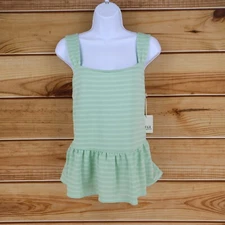 a.n.a. A New Approach Tank Top Blouse Womens Size L Green Striped Semi-Sheer NWT