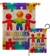 Support Autism Garden Flag Awareness Decorative Small Gift Yard House Banner