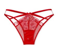 VS strappy embroidered jeweled cheekini NEW small red floral shimmer