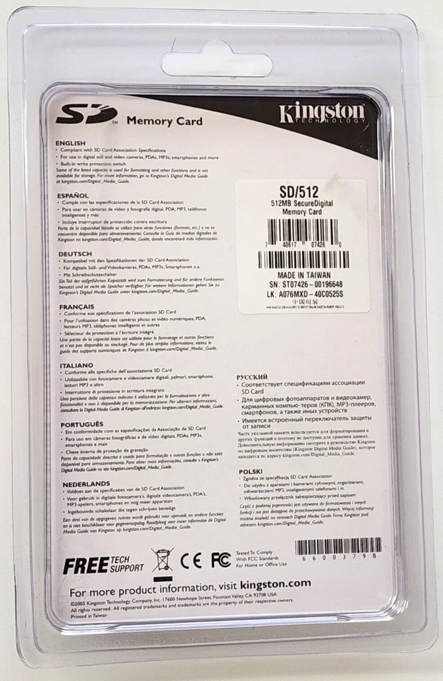 Kingston Technology 512 MB Secure Digital Memory Card (SD/512) - Brand New - Image 2 of 2