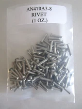 AN470A3-8 Solid Rivet 3/32 x 1/2" Aluminum Alt. to MS20470A3-8 - 1 OZ. Package