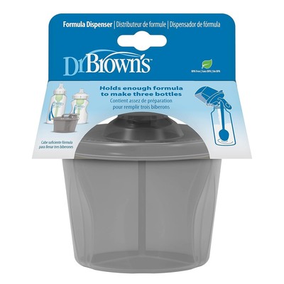 Dr. Brown's Baby Formula Dispenser Snap-On Lid Travel Milk Powder Gray
