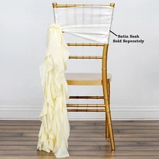 Ivory CHIFFON Curly CHAIR SASH Wedding Party Decorations WHOLESALE SALE