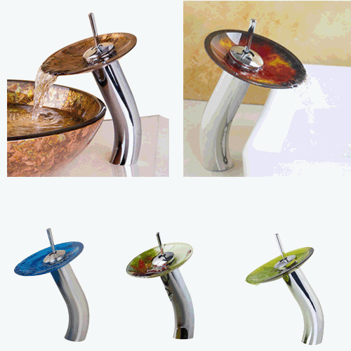 Bathroom Basin Sink Glass Spout Waterfall Mixer Faucet Single Hole Chrome Tap - Picture 1 of 35