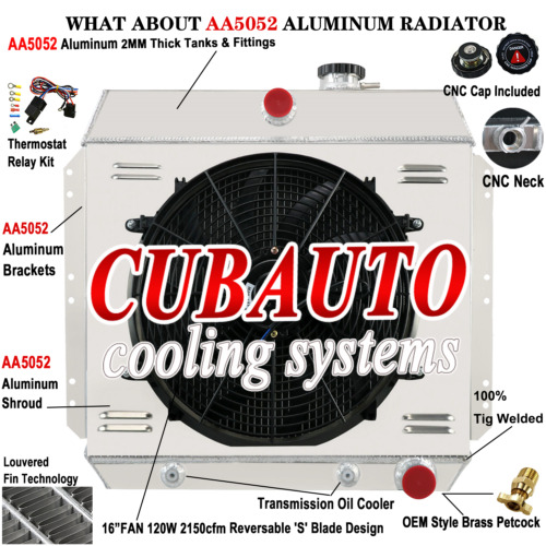 3 Row Radiator Shroud Fan For Chevy Bel Air Fleetline Styleline Deluxe V8 49-54 - Bild 1 von 10