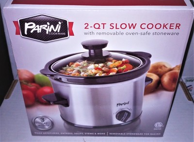 Parini 2 Quart Slow Cooker with Removable Oven Safe Stoneware - 3 Settings - New