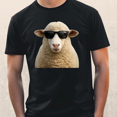 Mens Sheep Sunglasses Cotton T-Shirt Size XS to 5XL