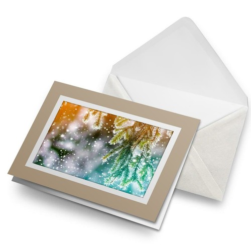 Greetings Card (Biege) - Pine Tree Snow Christmas Fun #2619