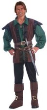 Robin Hood Men's 5 Piece Green Brown Renaissance Woodsmen's Costume
