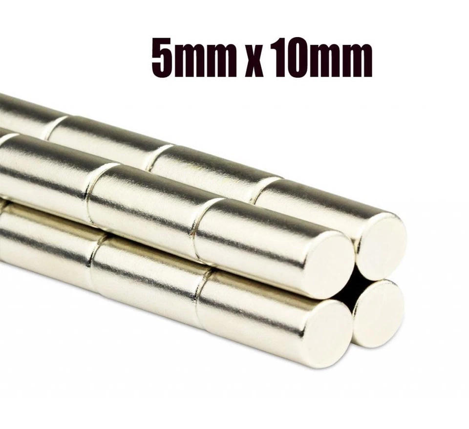 ECMAGNET 10pcs 5mm x 10mm Rare Earth NdFeb Neodymium Rod Cylinder Magnets