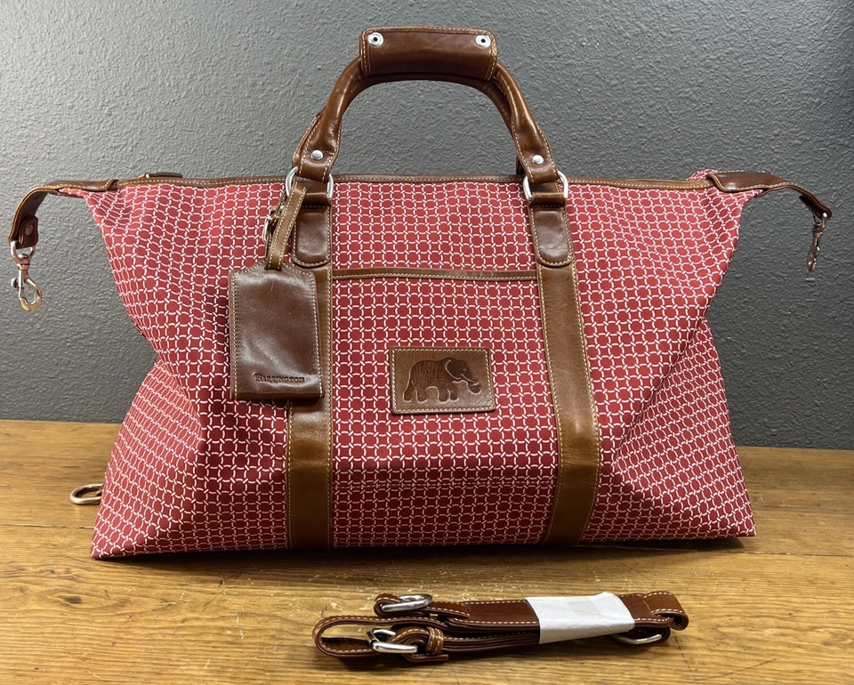 Bolso de Lona Barrington Weekender Lona Cuero Rojo Marrón Nuevo Foto 3 de 4