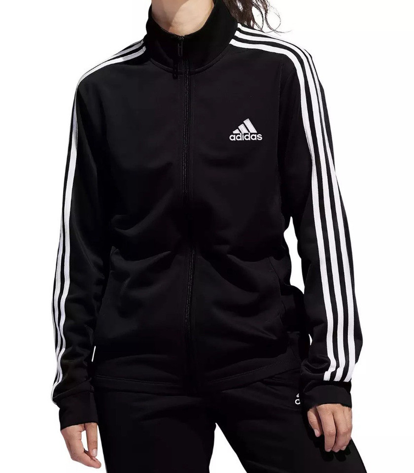Adidas Tricot Women's 3 Stripe Full Zip Jacket Black White Small