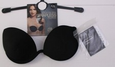 M&S LINGERIE UNDERWIRED STICK ON STRAPLESS PLUNGE BRA ~PADDED ~BLACK ~SIZE ~3, 4