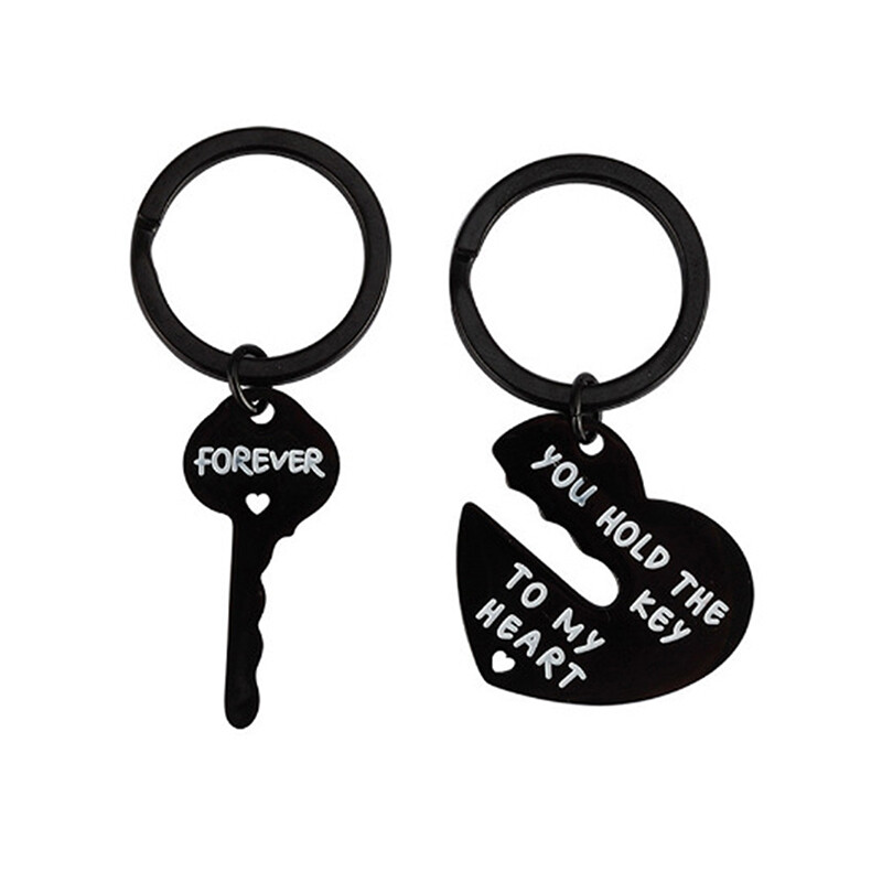 2pcs I Love You Key Chain Women Men Bag Pendant Couple Metal Heart