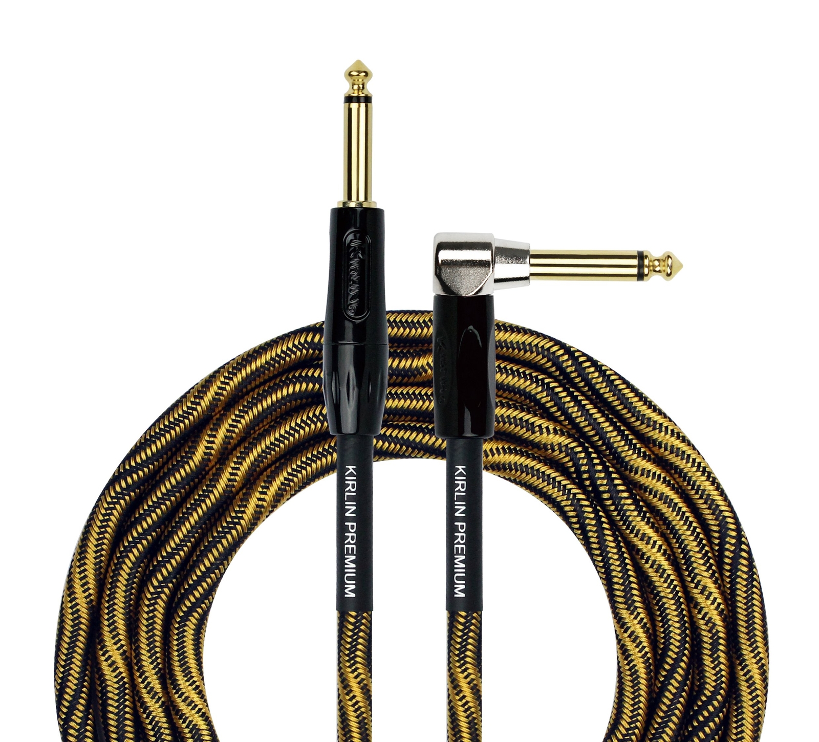 Cable IWB Instrument Cable, 1/4-Inch Right Angle to Straight, Black Gold Wave...