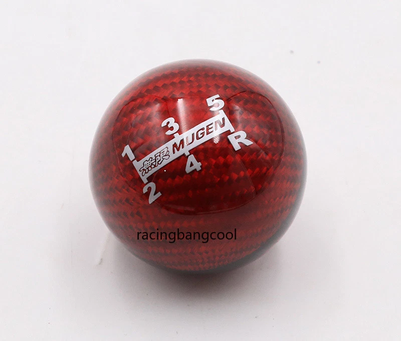 Pomo de cambio rojo de fibra de carbono Mugen rojo 5 velocidades para Honda/coche universal Foto 3 de 4