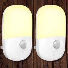 2 Pack Plug in Motion Sensor Dimmable Night Light, Soft Warm White LED (free shi
