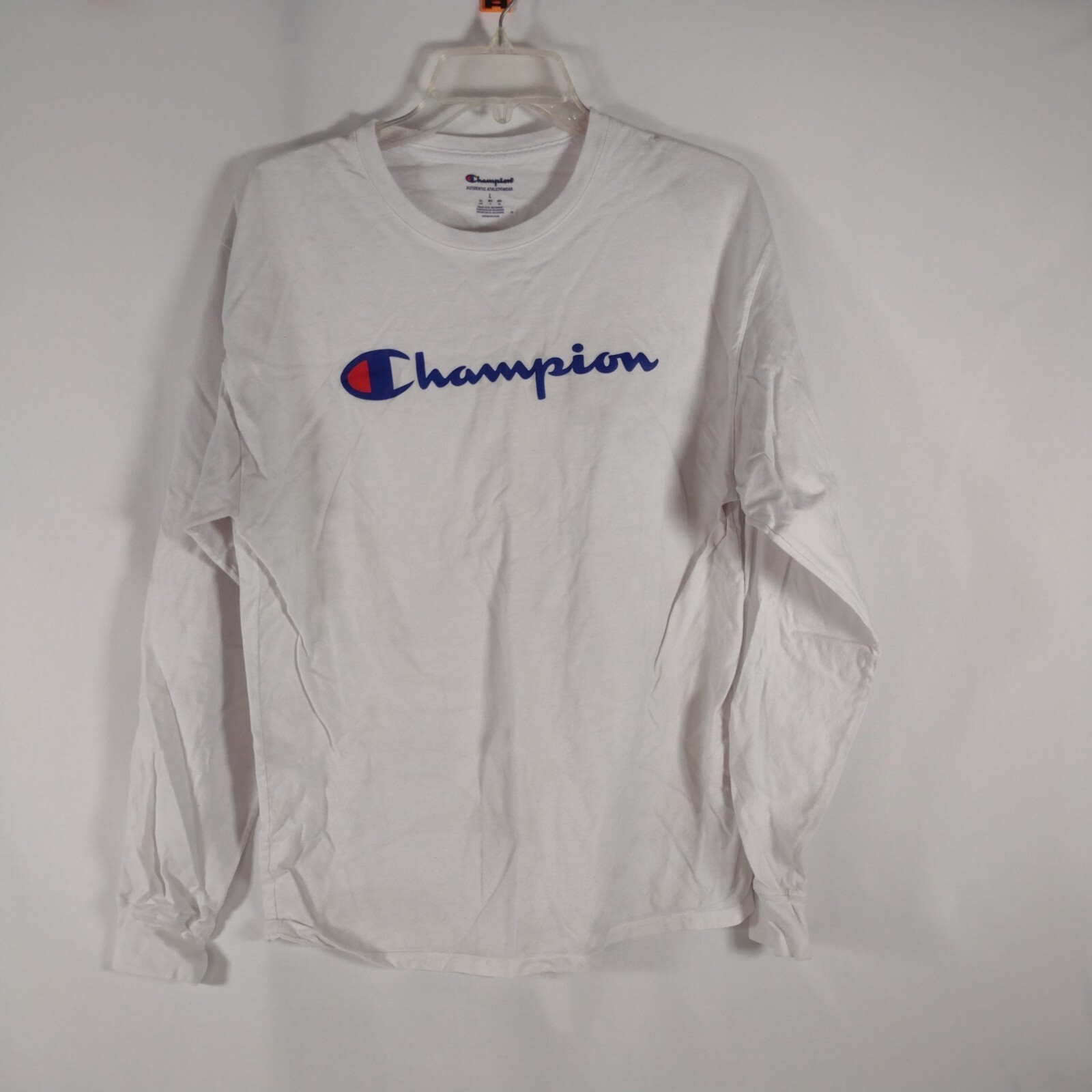 Champion Authentic Athleticwear Long Sleeve White T-Shirt Men's Sz Large