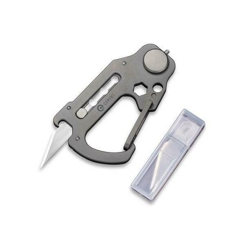Civivi Polymorph Carabiner Keychain Multi Tool Gray Titanium Utility Plain Blade - Picture 12 of 12
