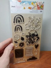 American Crafts Dear Lizzy Flowers rainbow 19 clear acrylic stamps New