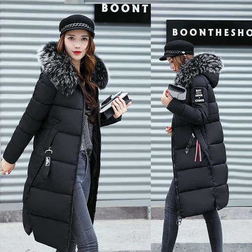 2019 Women Winter Coat Down Jacket Ladies Fur Hooded Jackets Long Puffer Parka - Picture 14 of 36