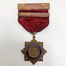 Antique Underwood Typewriter Pin Back Award Ribbon & Medal ~ Speed & Accuracy