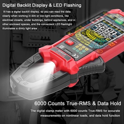 MAYILON Digital Clamp Multimeter 600V 60A True RMS 6000 Counts NCV Auto Ranging
