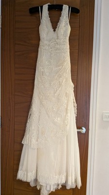 Cymbeline Elouna Brautkleid UK 10 FR38 Ivory French Lace Boho Brautkleid