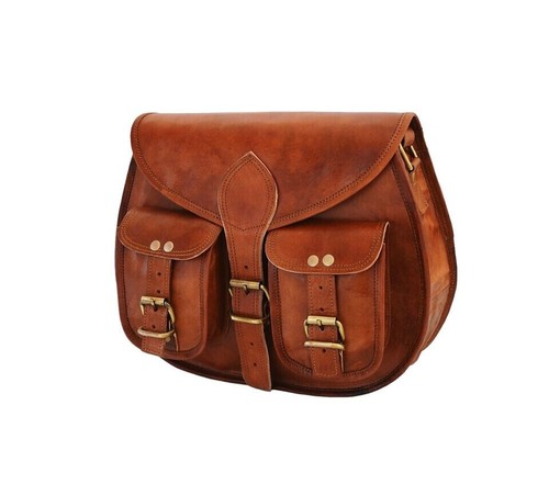 Borsa a tracolla messenger da donna vintage in pelle di capra marrone borsa... - Foto 5 di 6