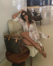 White Lace Kimono Duster Sheer Boho Maxi Bell Sleeve Romantic S/M