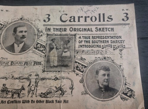Handzettel 3 Carrolls 3 in orig. Sketch And Their Comic Dummy Pantolette Pete Black Face - Bild 4 von 7
