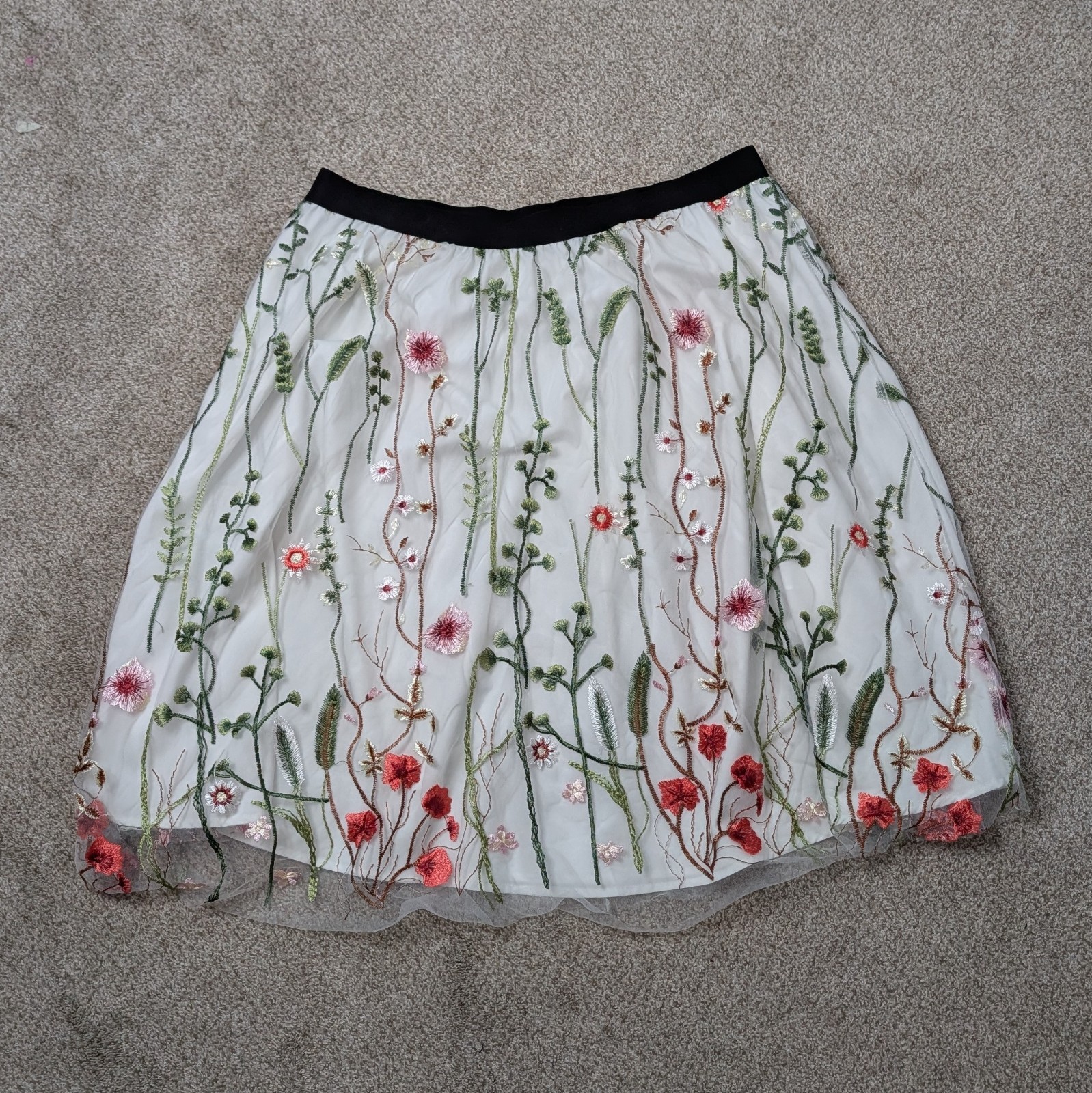 Embroidered Midi Skirt Size XXL Boho Gypsy Floral-image
