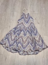 Ecote Urban Outfitters Mini Dress XS Halter Backless Boho Paisley Chevron Blue