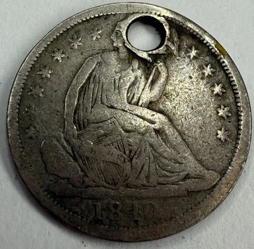 1840 Holed No Drapery Seated Liberty Half Dime Exact Coin Imaged #SL11