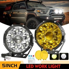 Pair 5" LED Work Lights Super Bright Offroad Driving Auxiliary Pods Wire kits