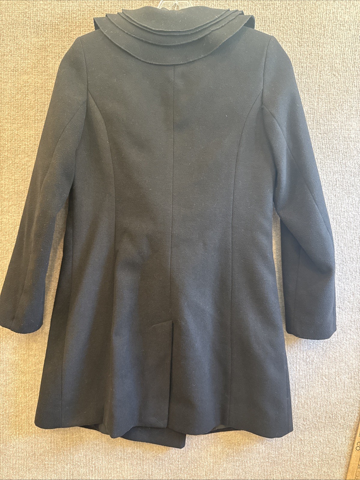 ROTHSCHILD Junior Ruffle Dress Coat Pockets Black Button/Snap Classic Lux EUC image 9
