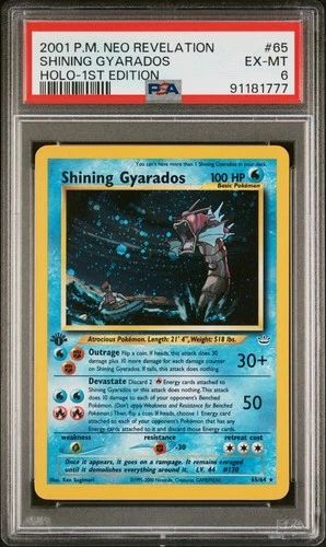 2001 Pokémon Neo Revelation Shining Gyarados Holo 1st Edition #65 PSA 6 EX-MT